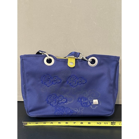 Haiku Blue Canvas Embroidered Cloud Tote Bag Eco Friendly Travel Handbag - Picture 3 of 8